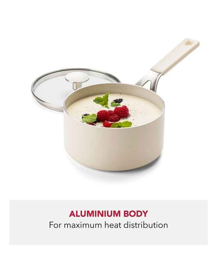 Aluminium Covered Saucepan 16cm/1.57L in Almond Cream