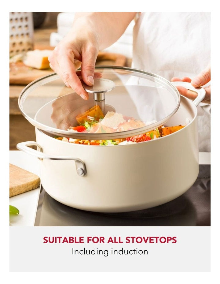 Aluminium Covered Casserole 24cm/4.91L in Almond Cream