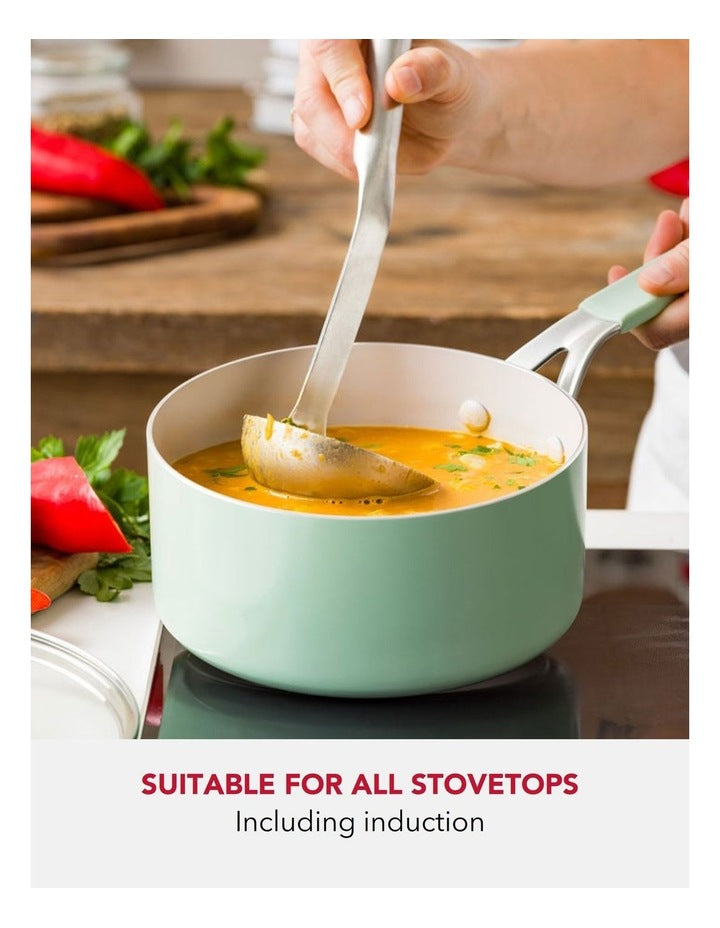 Aluminium Covered Saucepan 16cm, 1.57L in Pistacho