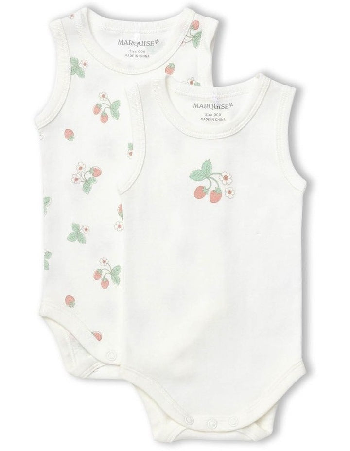 Strawberry Fields Sleeveless Bodysuit 2 Pack in Vanilla