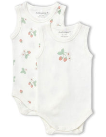 Strawberry Fields Sleeveless Bodysuit 2 Pack in Vanilla