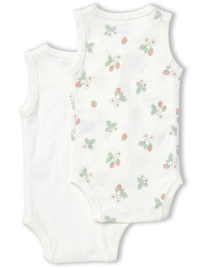 Strawberry Fields Sleeveless Bodysuit 2 Pack in Vanilla