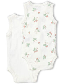 Strawberry Fields Sleeveless Bodysuit 2 Pack in Vanilla