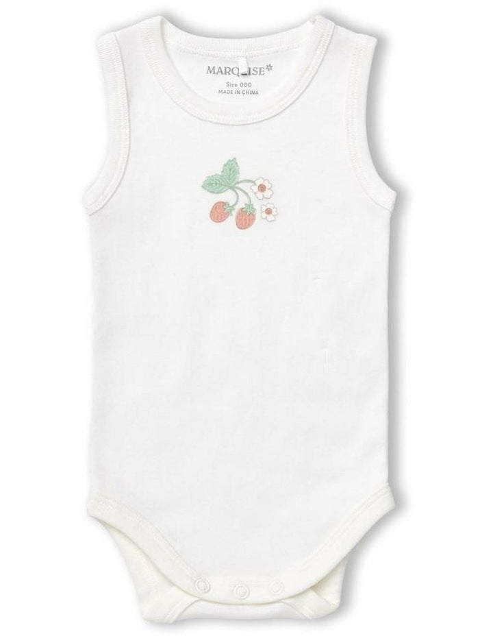 Strawberry Fields Sleeveless Bodysuit 2 Pack in Vanilla