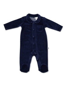 On The Move Velour Coverall in Navy