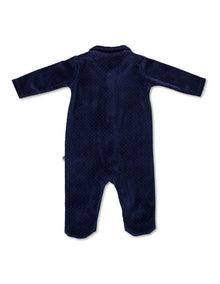 On The Move Velour Coverall in Navy
