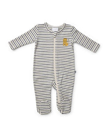 Striped Zip Coverall in On Safari