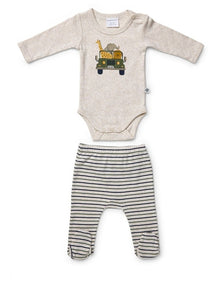 Bodysuit and Striped Legging Set in On Safari