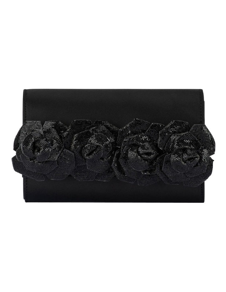 Stella Rosette Clutch Bag in Black