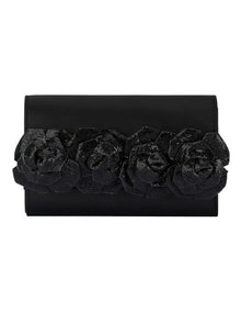 Stella Rosette Clutch Bag in Black
