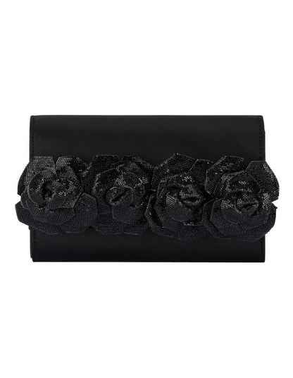 Stella Rosette Clutch Bag in Black