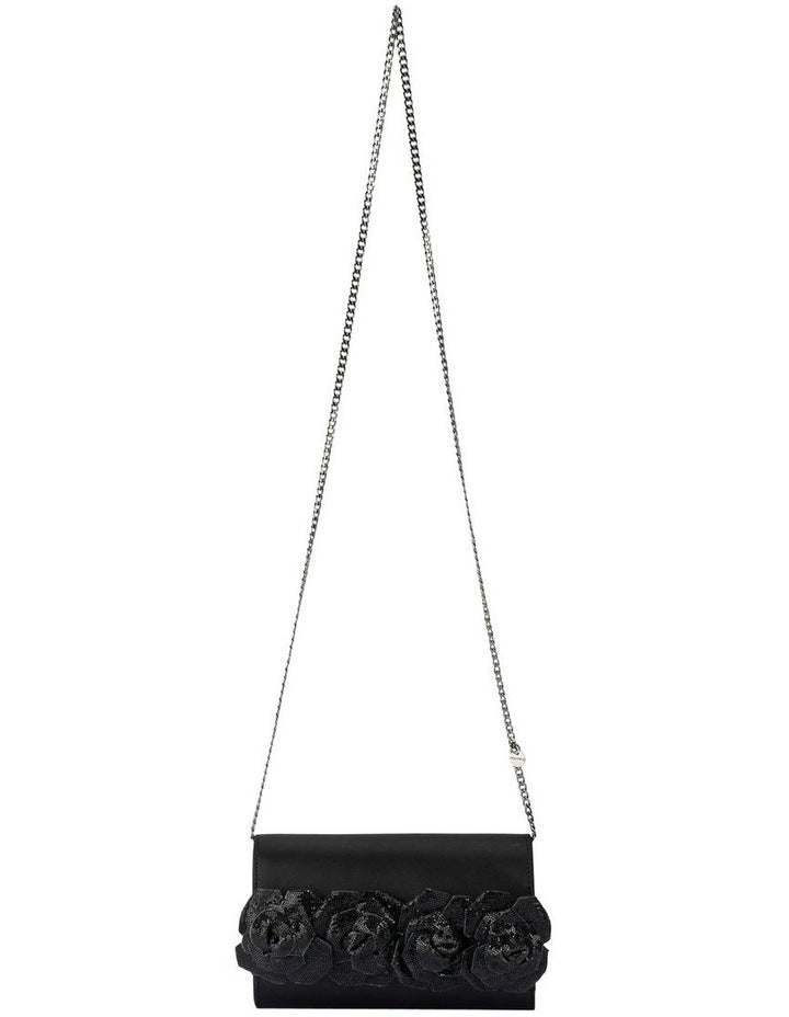 Stella Rosette Clutch Bag in Black
