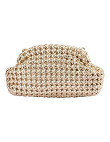 Everly Hand Woven Clutch Bag in Gold