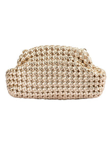 Everly Hand Woven Clutch Bag in Gold