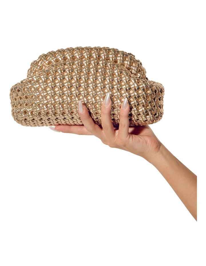 Everly Hand Woven Clutch Bag in Gold