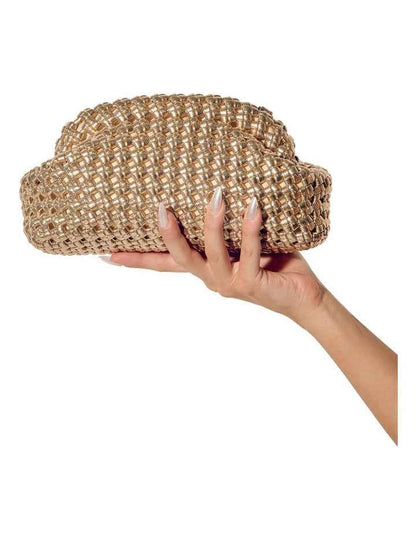 Everly Hand Woven Clutch Bag in Gold