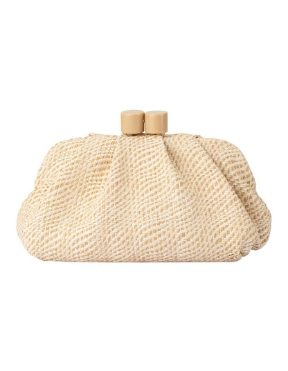Addison Woven Clutch Bag in White