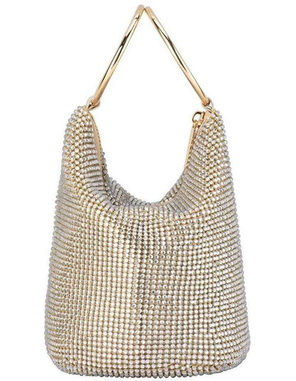 Ellie Crystal Mesh Top Handle Bag in Gold