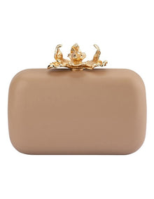 Adele Orchid Lock Clutch Bag in Natural