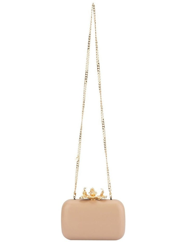 Adele Orchid Lock Clutch Bag in Natural