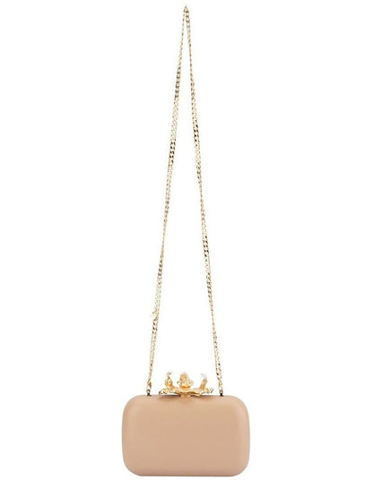 Adele Orchid Lock Clutch Bag in Natural
