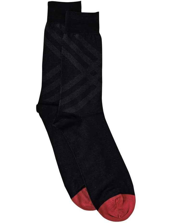 Mercerised Cotton Modern Crew Men's Socks in Black