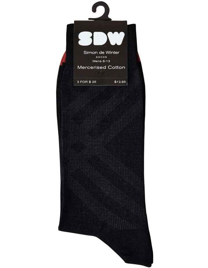 Mercerised Cotton Modern Crew Men's Socks in Black