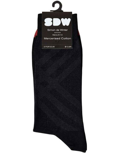 Mercerised Cotton Modern Crew Men's Socks in Black
