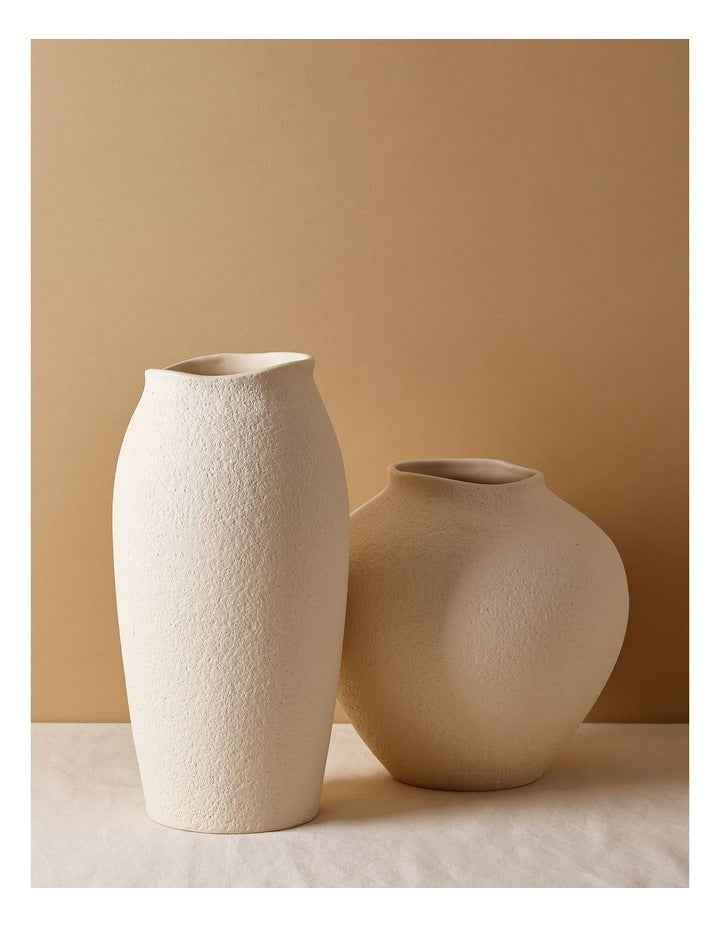 Peninsula Textured Ceramic Vase 33cm in Matte White