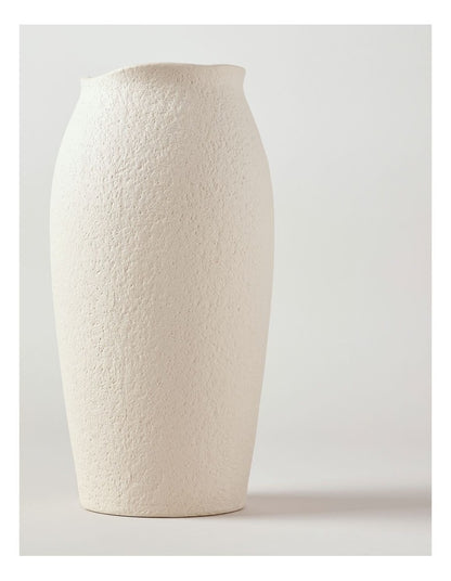 Peninsula Textured Ceramic Vase 33cm in Matte White