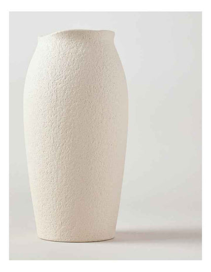 Peninsula Textured Ceramic Vase 33cm in Matte White