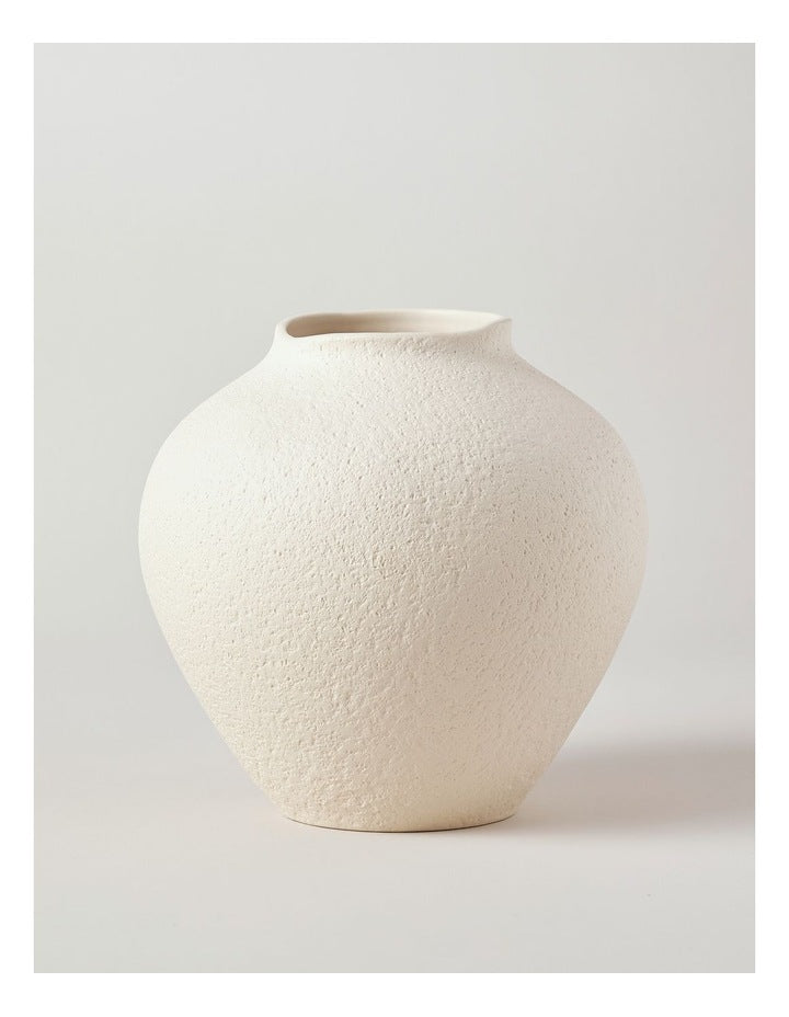 Peninsula Textured Ceramic Vase 21cm in Matte White