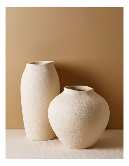 Peninsula Textured Ceramic Vase 21cm in Matte White