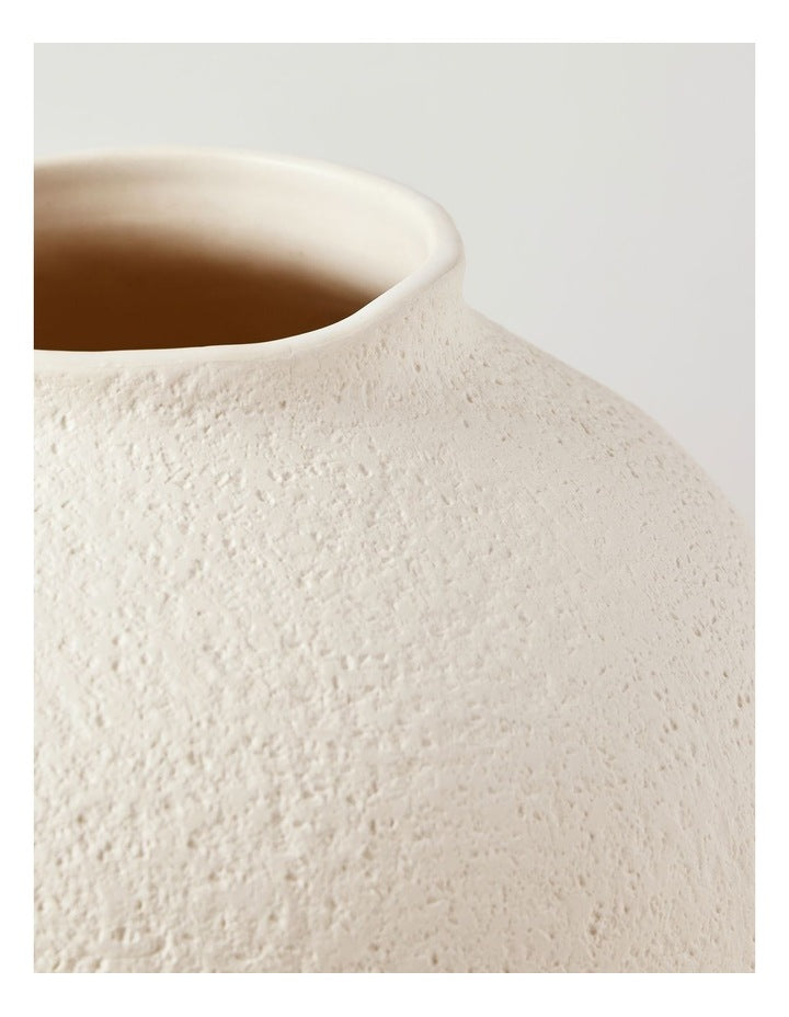 Peninsula Textured Ceramic Vase 21cm in Matte White