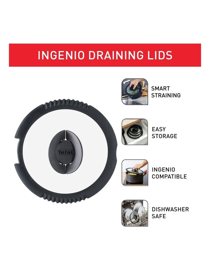 Ingenio Glass Draining Lids (16, 18, 20cm) Set Of 3 in White