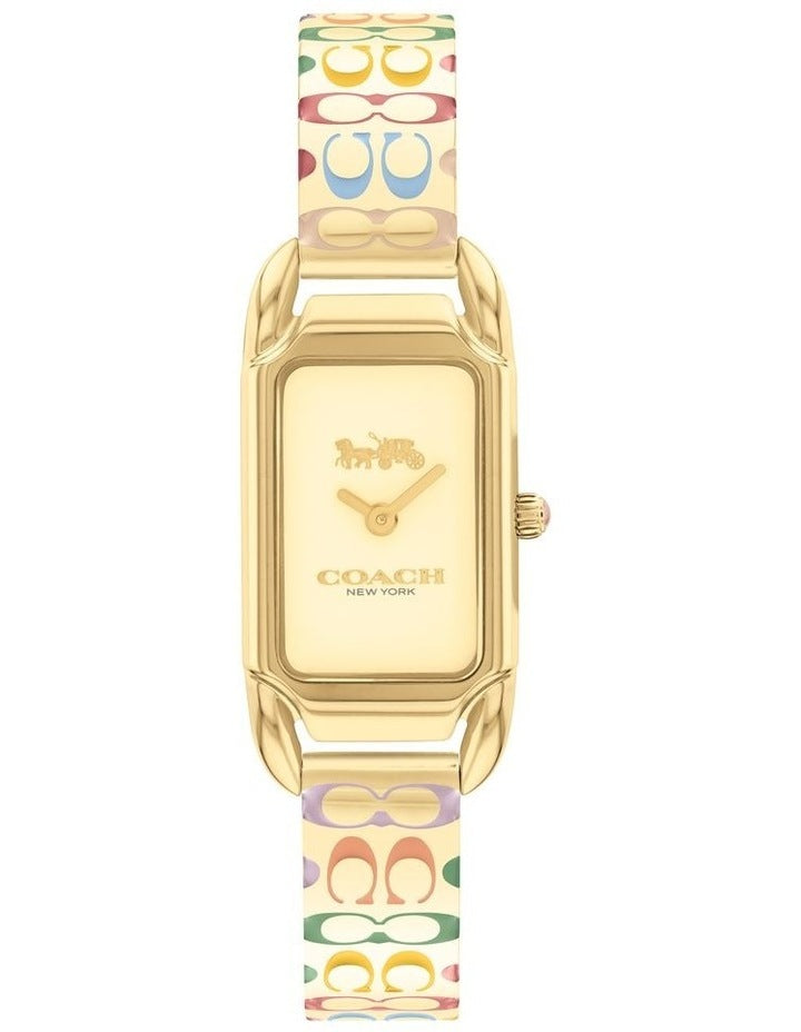Cadie Ionic Plated Thin Steel And Crystals Dial Watch in Gold