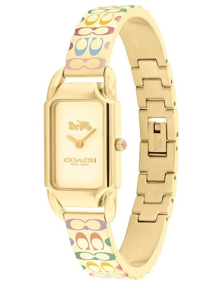 Cadie Ionic Plated Thin Steel And Crystals Dial Watch in Gold