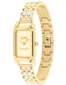 Cadie Ionic Plated Thin Steel And Crystals Dial Watch in Gold