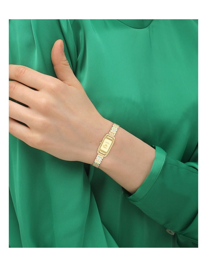 Cadie Ionic Plated Thin Steel And Crystals Dial Watch in Gold