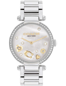 Cary Ionic Plated Thin Steel Mother Of Pearl Dial Watch in Silver