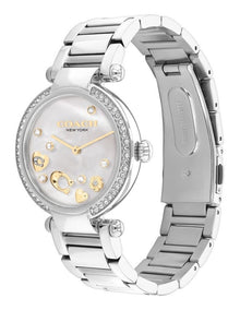 Cary Ionic Plated Thin Steel Mother Of Pearl Dial Watch in Silver