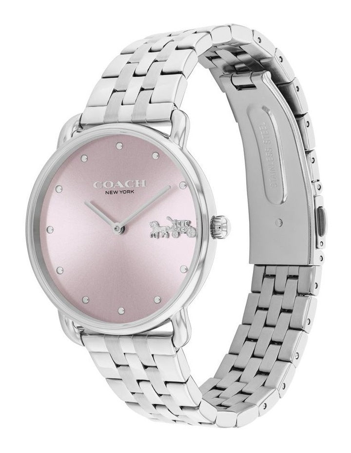 Elliot Ionic Plated Thin Gold Steel Black Dial Watch in Pink