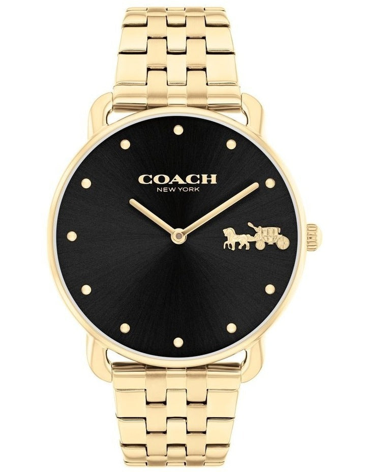 Elliot Ionic Steel Rose Gold Dial Watch in Black