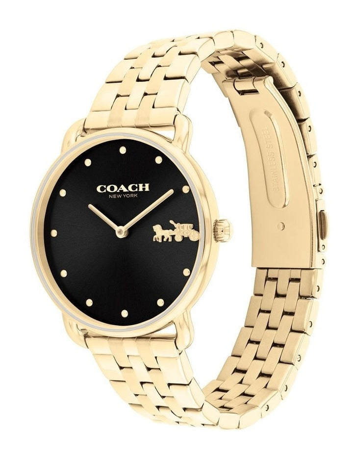 Elliot Ionic Steel Rose Gold Dial Watch in Black