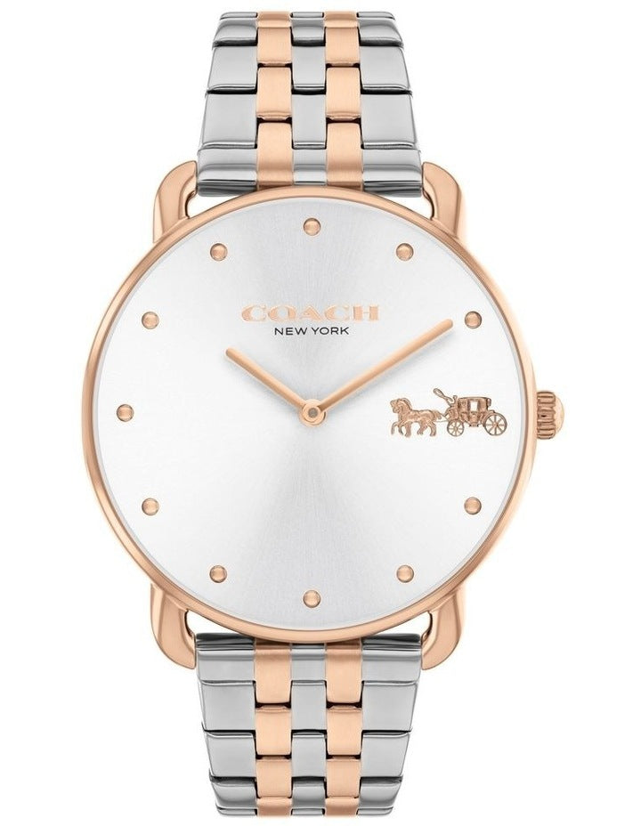 Elliot Chalk Calfskin Silver White Dial Watch in Multi