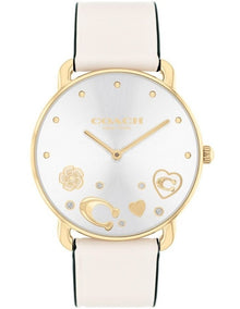 Elliot Blush Calfskin Silver White Dial Watch in Cream