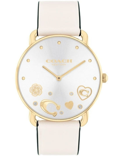 Elliot Blush Calfskin Silver White Dial Watch in Cream