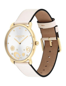Elliot Blush Calfskin Silver White Dial Watch in Cream
