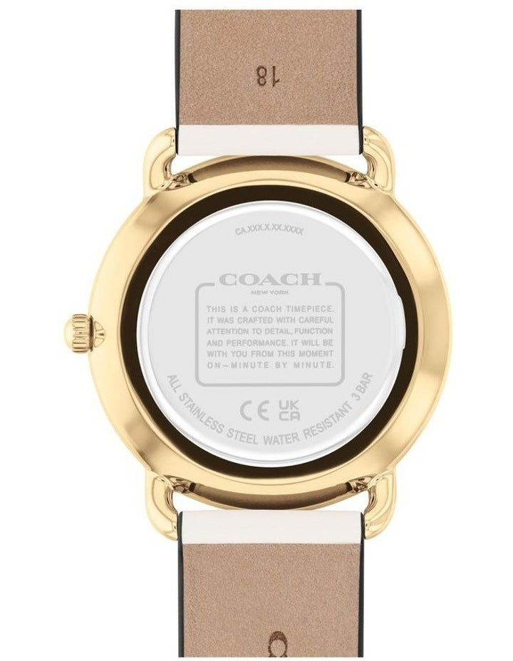 Elliot Blush Calfskin Silver White Dial Watch in Cream