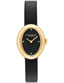 Sammy Calfskin Chalk Dial Watch in Black